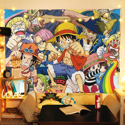 One Piece Luffy Anime Wall Tapestry – Room Decor 🏴‍☠️🖼️