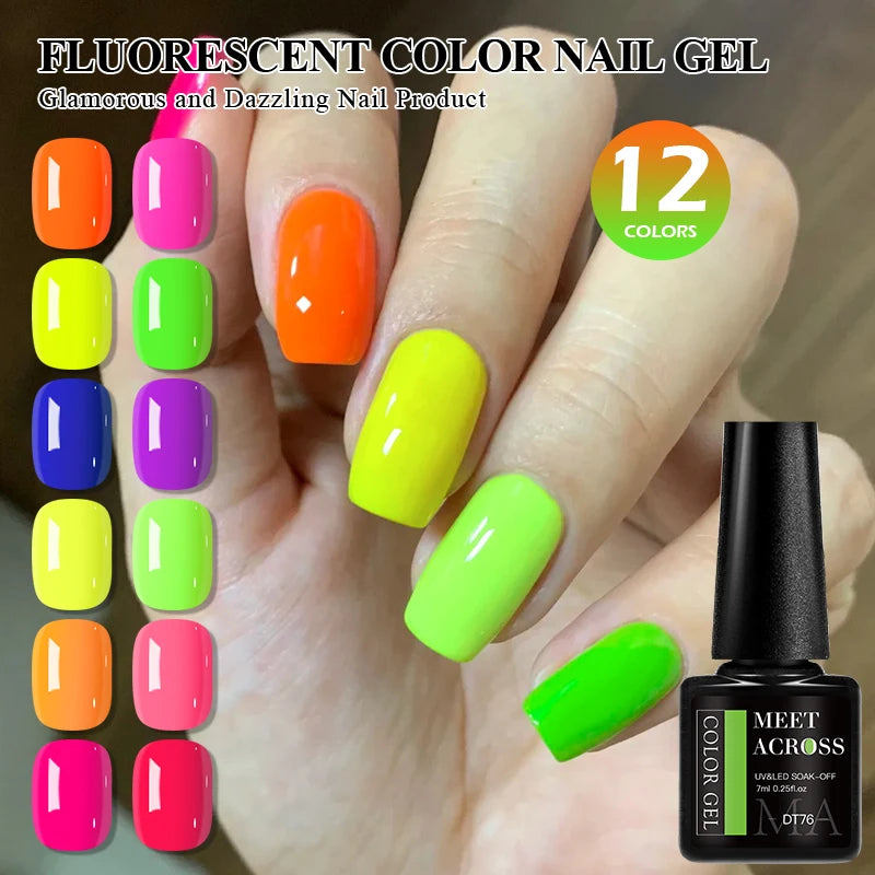 7ml Fluorescent Gel Nail Polish Ultra Bright Colors Spring Summer Nail Salon Supplies UV LED Long-Lasting Varnish DIY Manicure