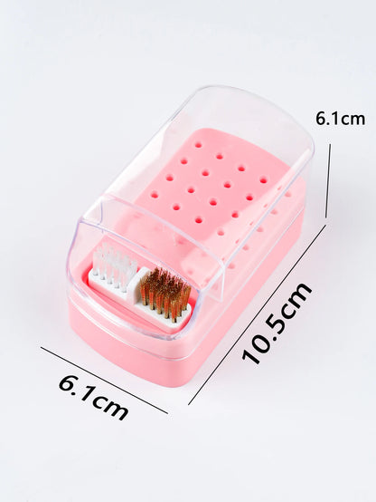 30 holes sanding head storage box with cleaning brush empty box anti-dust split tungsten steel ceramic nail tools