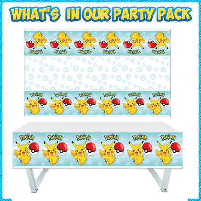 Pokemon Tablecloth Birthday Party Decorations Baby Shower Disposable Tableware Pikachu Table Cover Kids Favors Party Supplies