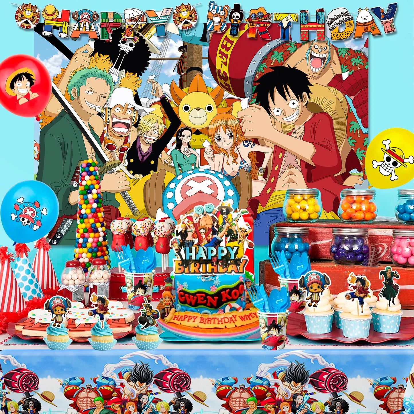 One Piece Birthday Party Supplies Set – 112pcs 🎉🏴‍☠️