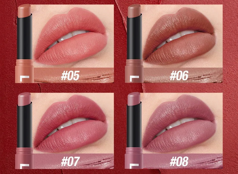 12 Color Matte Lipstick Pencil Waterproof Long Lasting Non-Stick Cup Lip Stain Tint Cosmetic Nude Lipstick Pen Makeup Maquillage