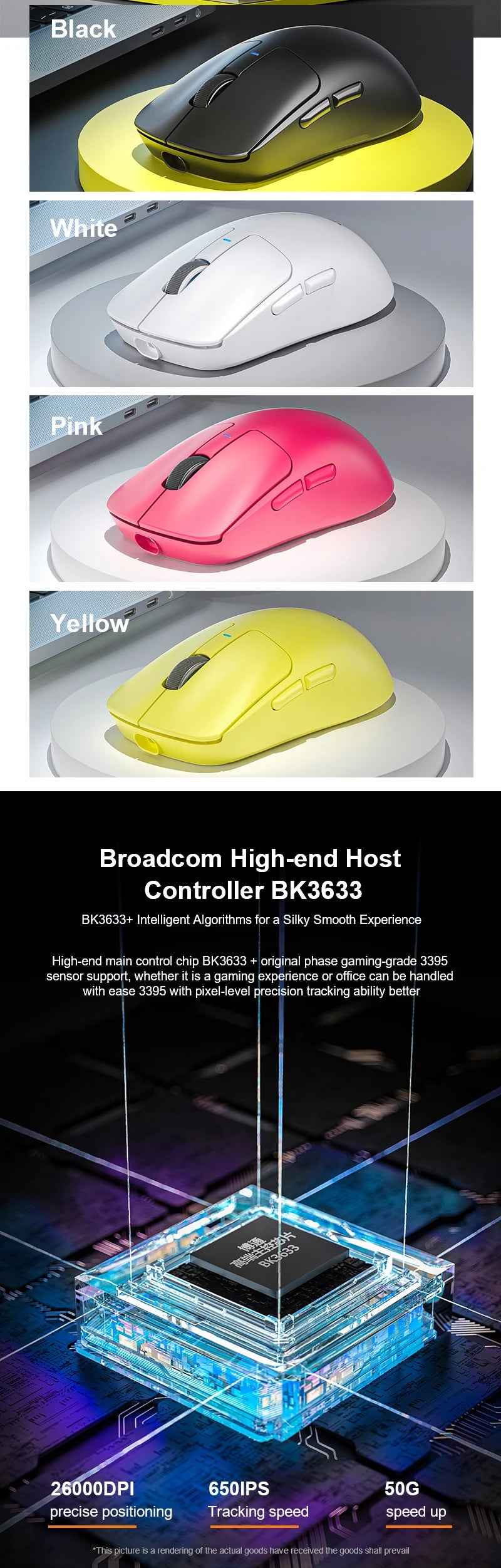 AULA SC680 Gaming Mouse Three Mode 2.4G Bluetooth Wireless Mouse 26000DPI Lightweight Mouse Paw3395 E-sports Gamer For PC