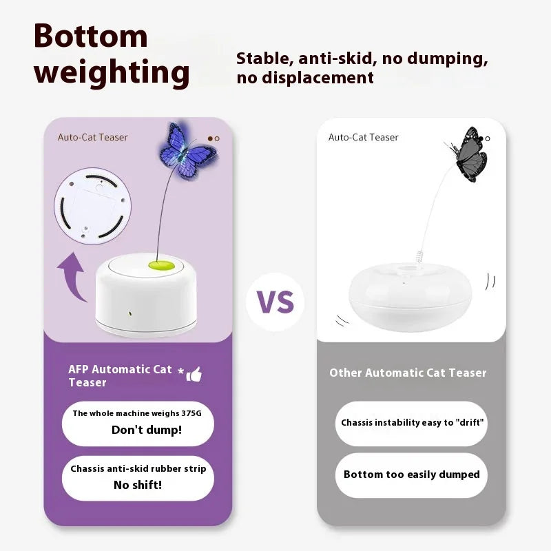 Pet cat self-hi boredom relief artifact butterfly electric cat teasing toy induction automatic rotation cat teasing turntable