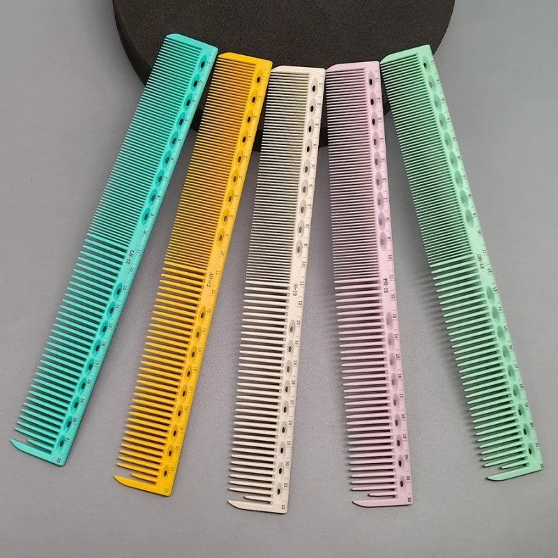Hair Cutting Comb With Scale Cyan Yellow Ruler Haircut Combs Barber Shop Hairdressing Hairbrush Salon Styling Tools Y0521