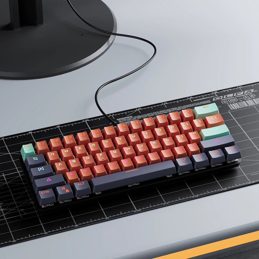 MUCAI 61 key USB hot swappable wired e-sports mechanical keyboard LED backlit axis gaming mechanical keyboard desktop red axis