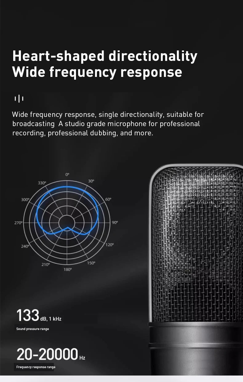 Hot Sale  AT4040 Large Diaphragm Condenser Microphone for Professional Studio Recording with High Sensitivity