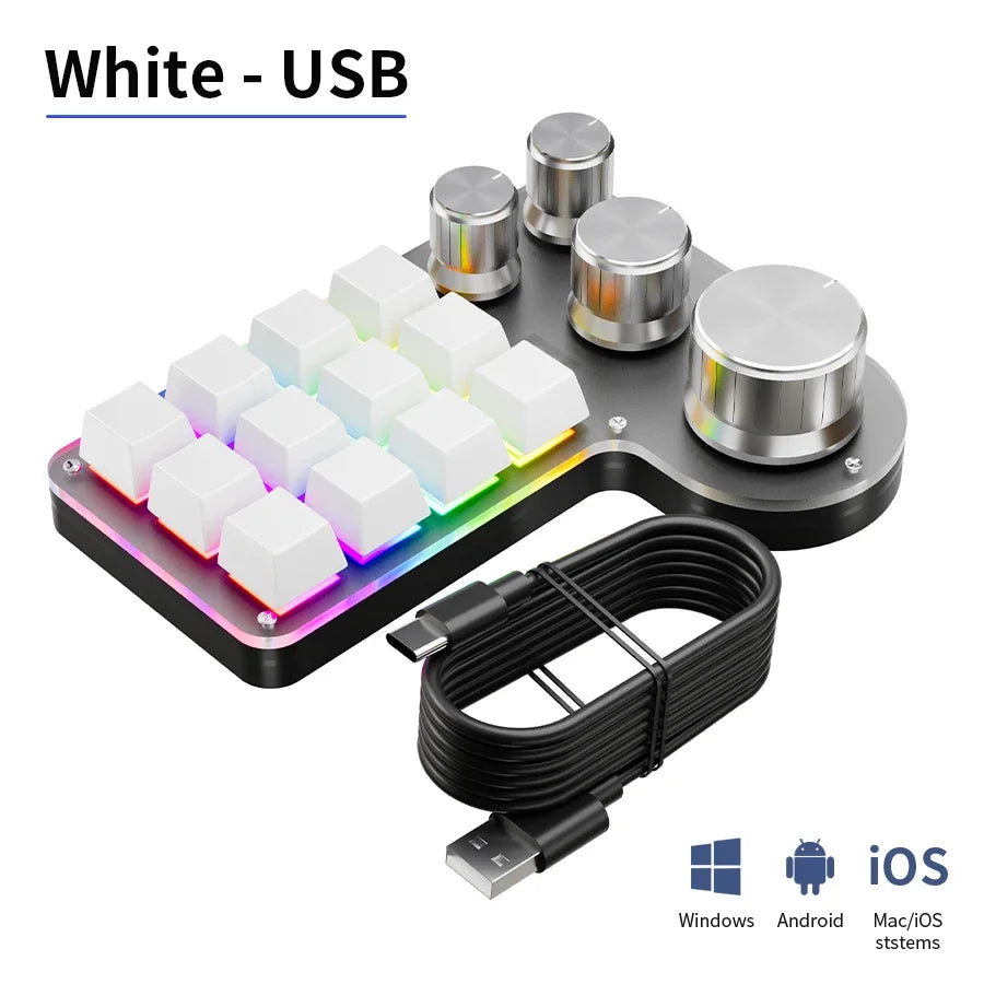 12-Key RGB Macro Mechanical Keypad with 4 Knobs