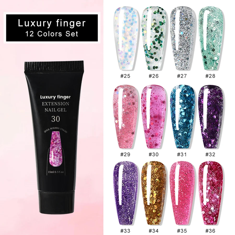 Poly GEL Nail Colors：20 Colors Nail Extension Gel Kit Bright Rainbow Pink Purple Blue Color Collection Poly Gel Nail Kit