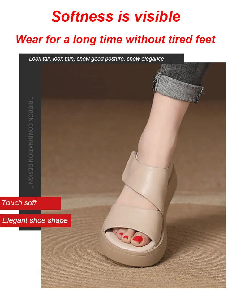 Women's Soft Muffin Sandals Breathable Retro Roman Sandals Thick Bottom Roman Women's Sandals