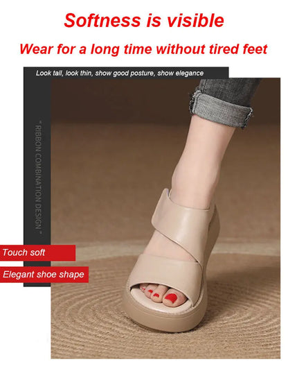 Women's Soft Muffin Sandals Breathable Retro Roman Sandals Thick Bottom Roman Women's Sandals