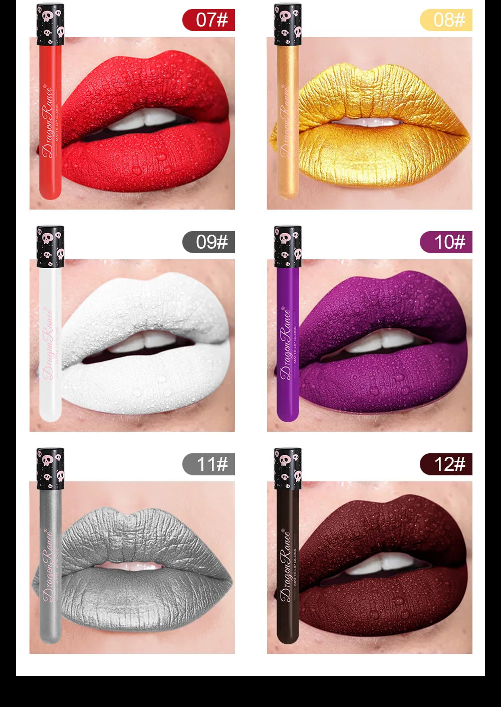 12 Color Halloween Lip Gloss Makeup Black Green Purple Lipstick Christmas Tint Moisturizer Waterproof Matte Lipstick Lip Pigment