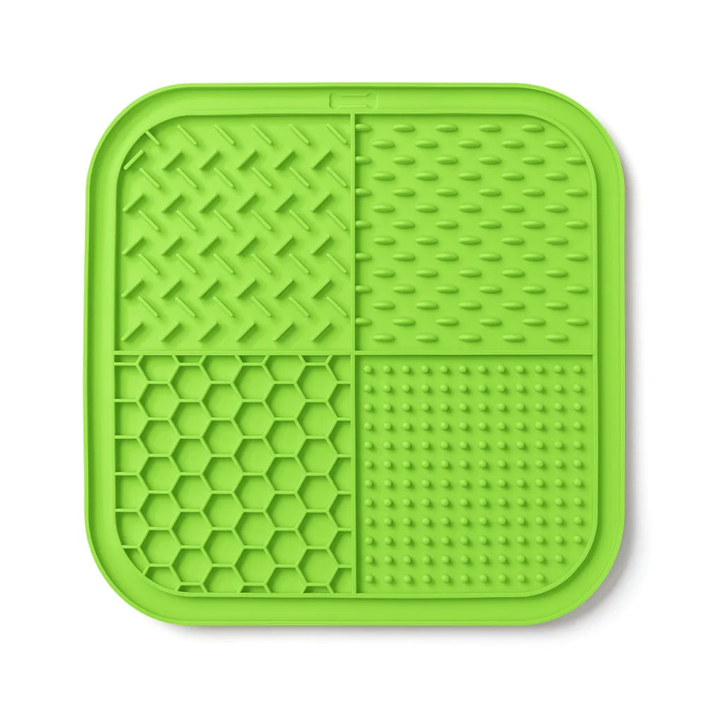 BPA-Free Silicone Pet Lick Mat: 4-Texture Slow Feeder with Powerful Suction Cups