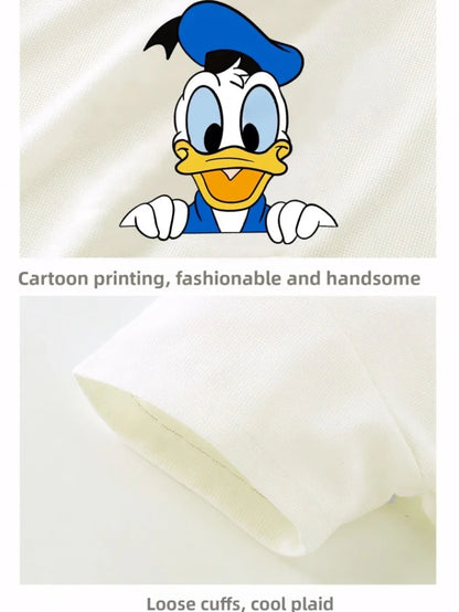 DISNEY Cartoon Printed Boys T Shirt Sets Summer Breathable Kids Short Sleeve Top and Shorts Two Piece Set Child Casual Outfits
