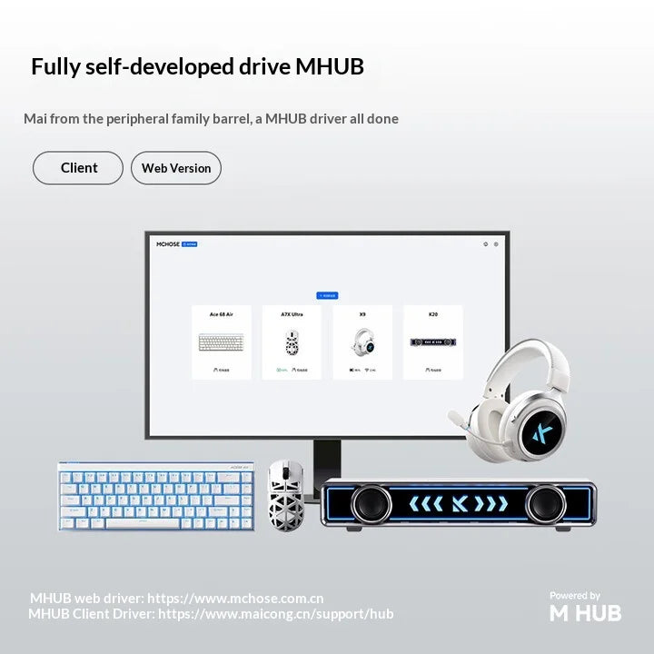 MCHOSE A7X Ultra Magnesium Alloy Wireless Mouse Game E-sports Bluetooth third mock examination PAW3950TI Lightweight