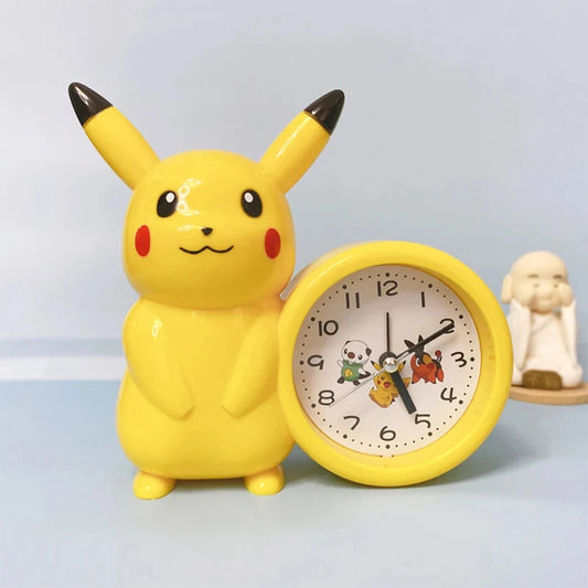 Anime Pokemon Pikachu Figures Clock Catoon Kawaii Model Action Decoration Toy Alarm Pointer Watch Student Gift