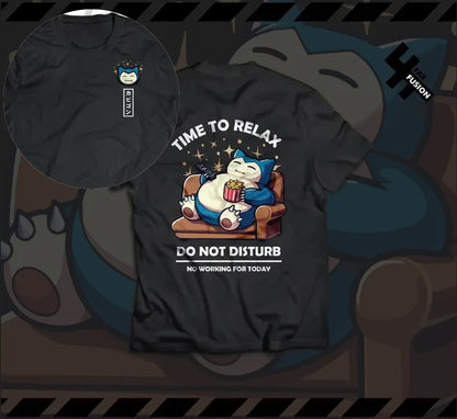 2025 Summer Pokémon Anime SNORLAX 100% Pure Cotton Printed T-shirt Men Harajuku Loose Casual Versatile Short-sleeved Top Y2k