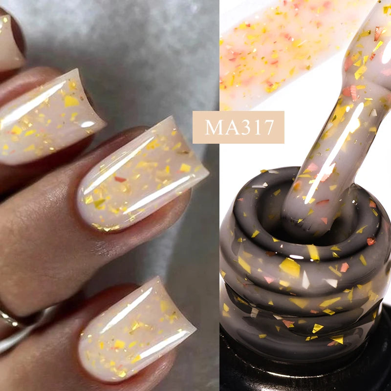 7ml Milk White Rubber Base Gel Silver Gold Pink Foils Glitter Base Coat Semi-Permanent Nail Art Gel Varnish For Nails Manicure