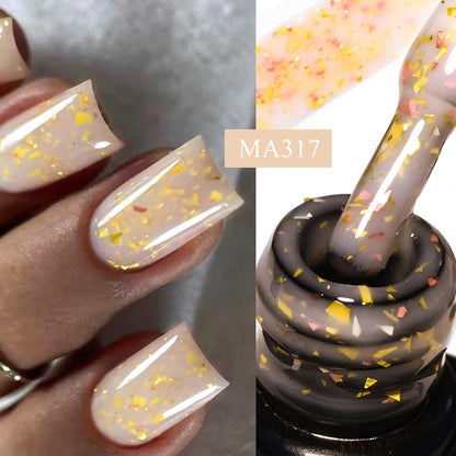 7ml Milk White Rubber Base Gel Silver Gold Pink Foils Glitter Base Coat Semi-Permanent Nail Art Gel Varnish For Nails Manicure