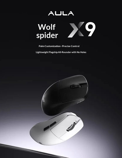 AULA X9 Max Ultra Gaming Mouse Wireless Tri Mode Dual 8KHz 500mAh PAW3950 Lightweight Ergonomic Esports Mouse Gaming Accessories