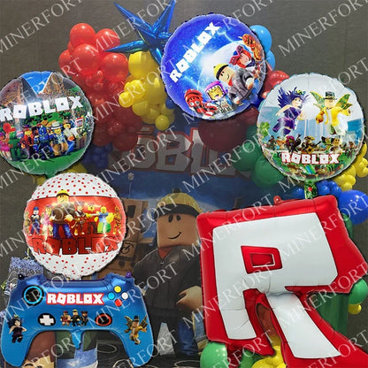 Hot Roblox Aluminum Foil Balloon Combination Themed Cartoon Celebration for Decorating Baby Shower Birthday Party Supplies Gifts