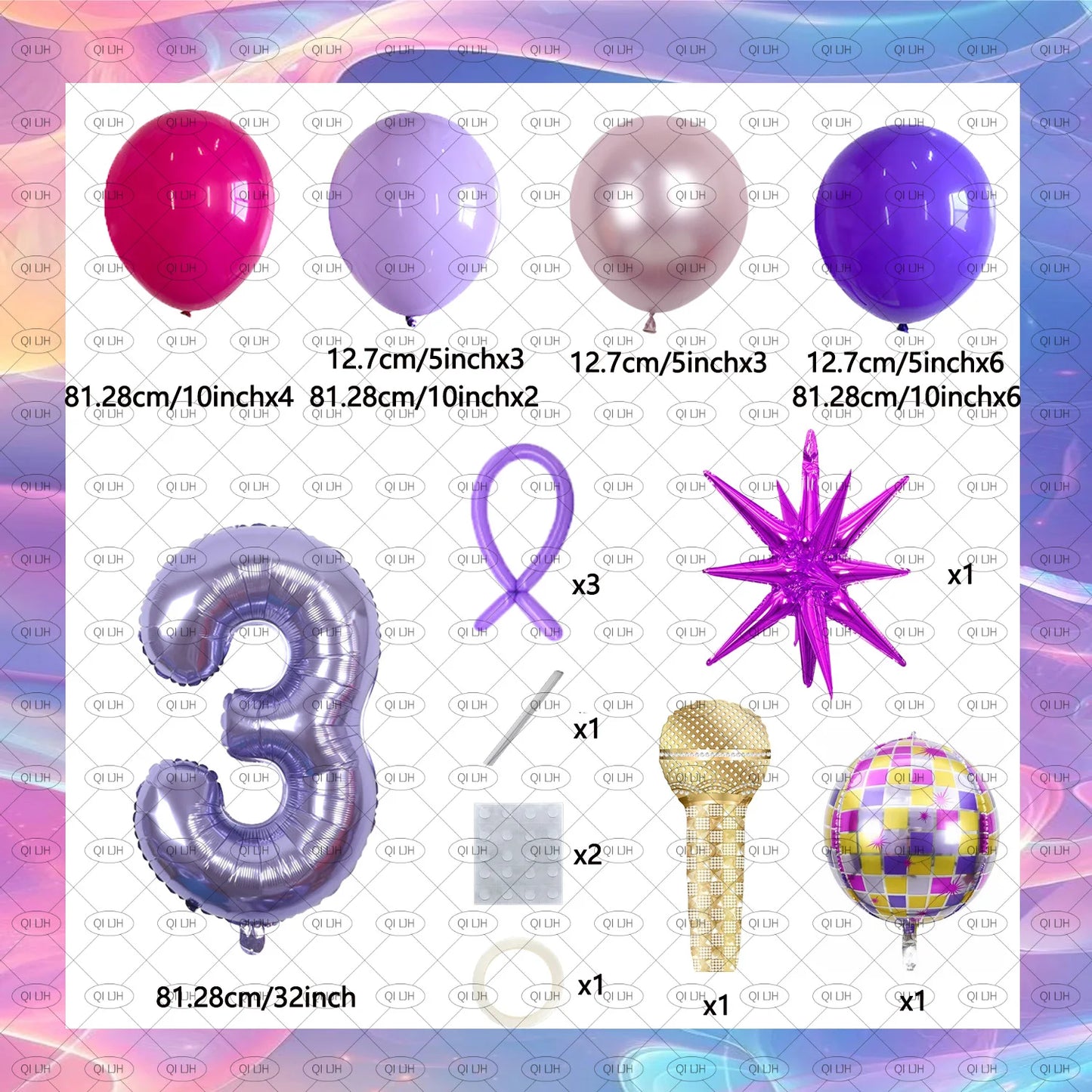 34pcs K-pop music girl group idol hunter theme disco rock party balloon set birthday party music festival concert decoration