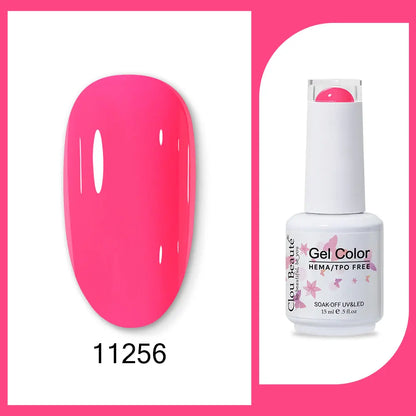 Clou Beaute 15ml Red Black White Green Neon Gel Nail Polish Base Top Coat Velvet Top 400 Colors Semi Permanent Gel Nail Varnish