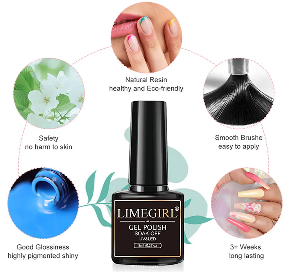 LIMEGIRL 24PCS Gel Nail Polish kit with Nail Art Diamond Powder UV  Soak Base Coat Gel for Nail Art DIY Design Gel Varnish Kit