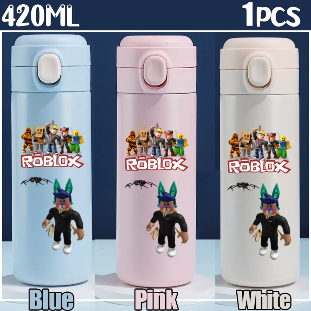 Roblox Anime Water Bottle DynaBlocks 304 Stainless Steel Thermos Cup 420ML Gourde Game Straight Drinking Cup Holiday Gifts