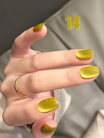 MIANEL 12ML Glass Bead Cat Eye Gel Nail Polish Flash White Spar Nude Color Magnetic Nail Polish White Nails Summer Nails 1-12pcs