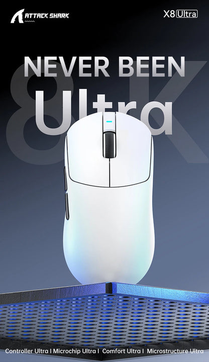 Attack Shark X8Ultra Gaming Mouse & Wireless 8K Receiver,Bluetooth Wireless Connection,PAW3950MAX Sensor,42000DPI,Type-C