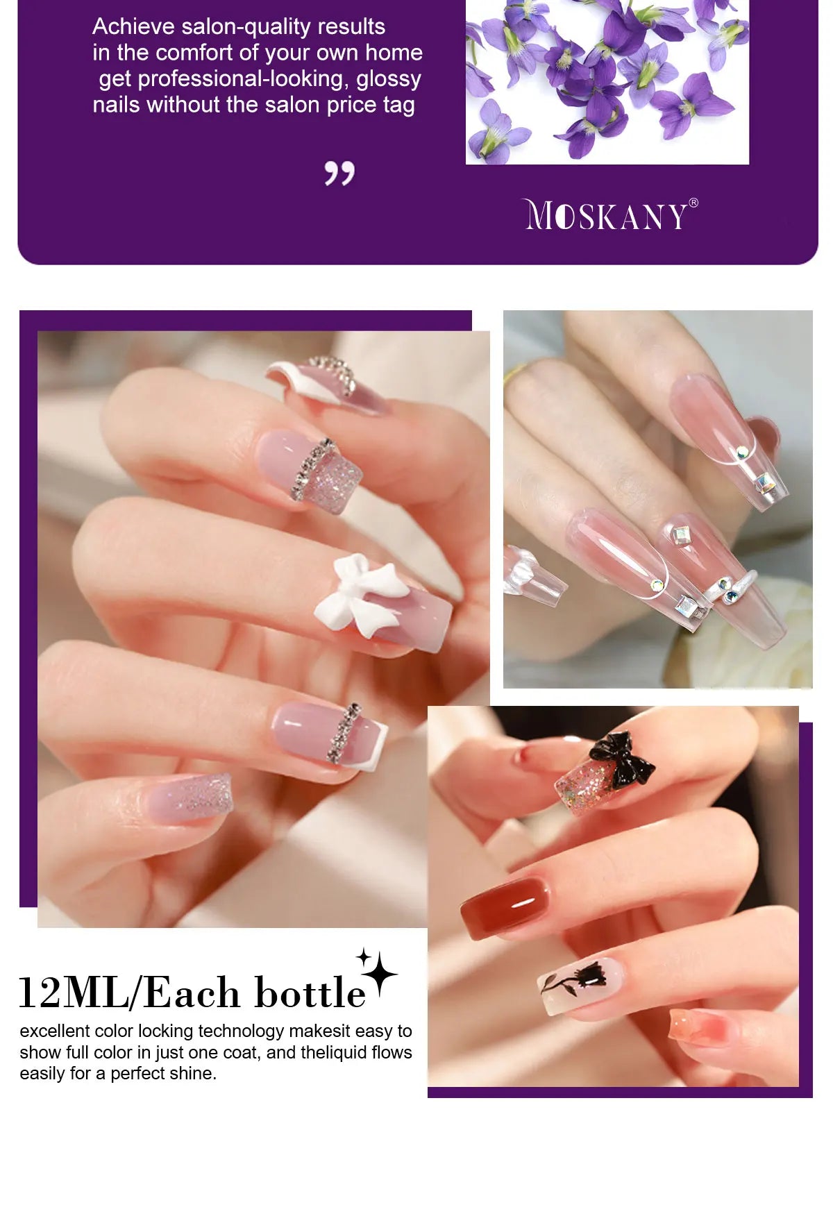 MOSKANY 12ML Nail UV Gel Polish Set Pink Red Manicure 6 Color Soak Off Semi Permanent UV Gel Polish Varnish Kit Nails Supplies