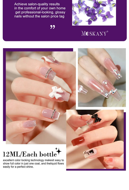MOSKANY 12ML Nail UV Gel Polish Set Pink Red Manicure 6 Color Soak Off Semi Permanent UV Gel Polish Varnish Kit Nails Supplies