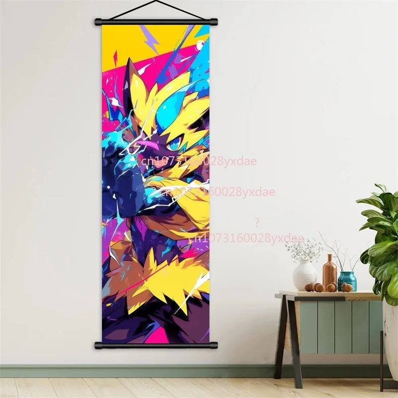 Printed Poster Anime Wall Artwork Gengar Pictures Charizard Painting Canvas Pikachu Hanging Scrolls Home Room Decor