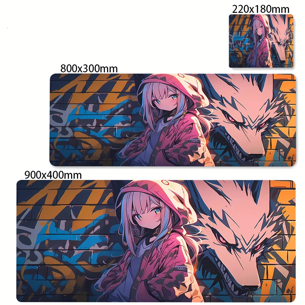 Anime Girl Mouse Pad Kawaii Pink Mousepad Gaming Speed Keyboard Pads Large Gamer Mouse Mat Rubber Desk Mat HD Print Cute Carpet