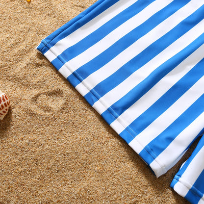 Family Swimsuit Mother Daughter Swimwear Father Son Swim Shorts 2023 Summer Striped Mom And Daughter Bikini Suit Matching Outfit