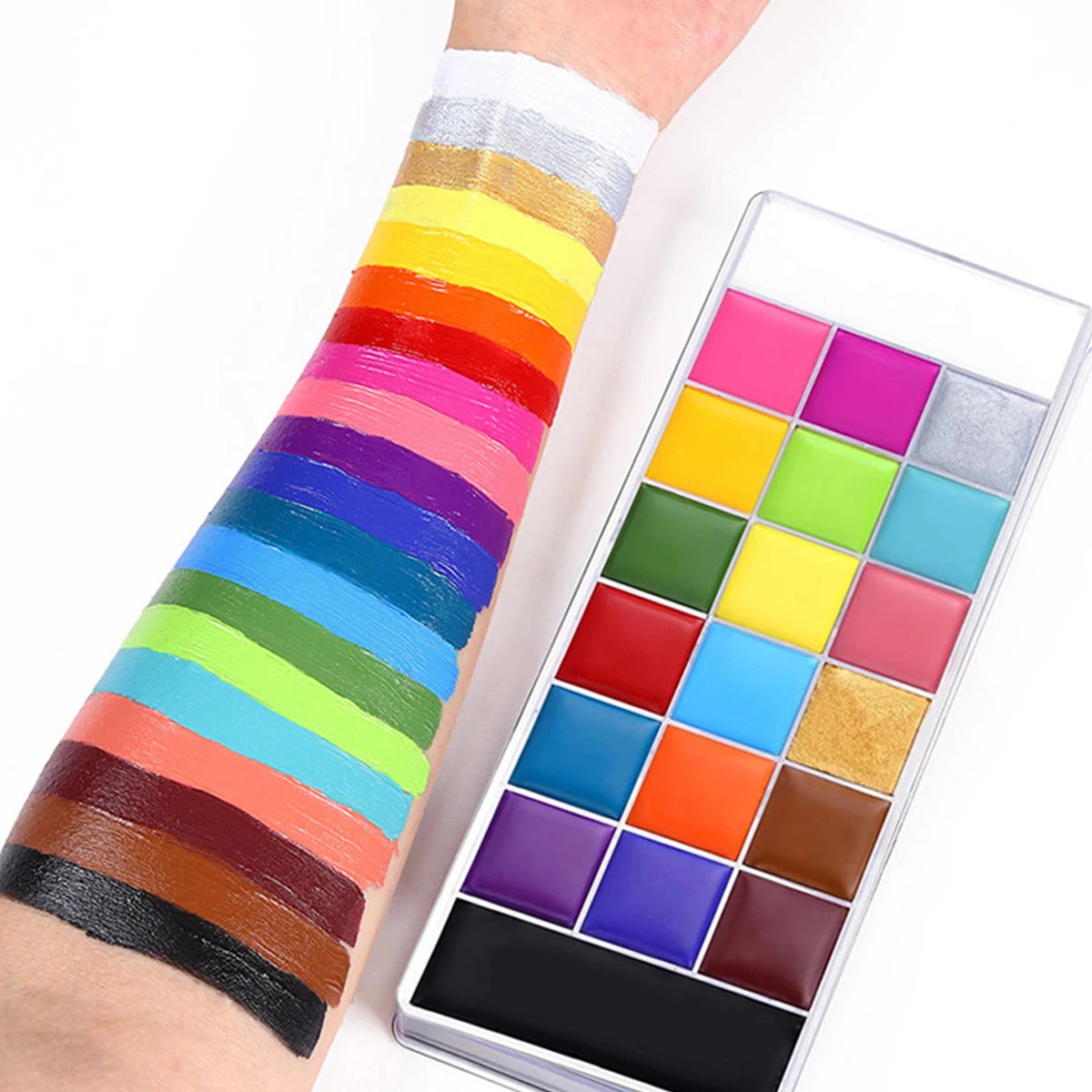 20 Colors Professional Face Paint Body Paint with Brush Water Based Face painting Makeup Safe Single Color For Adults Cosplay