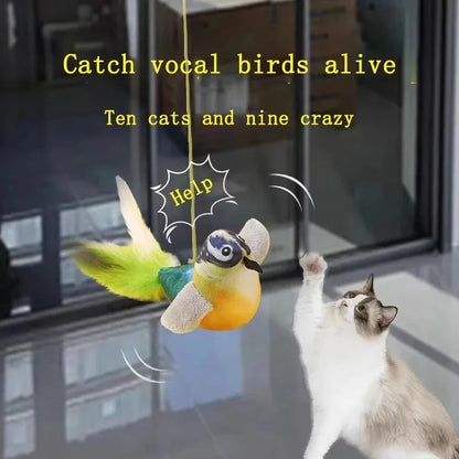 Pet Cat Toys for Indoor Cats Interactive Kitten Toy Realistic Bird Sound Containing Plush and Catnip Materials