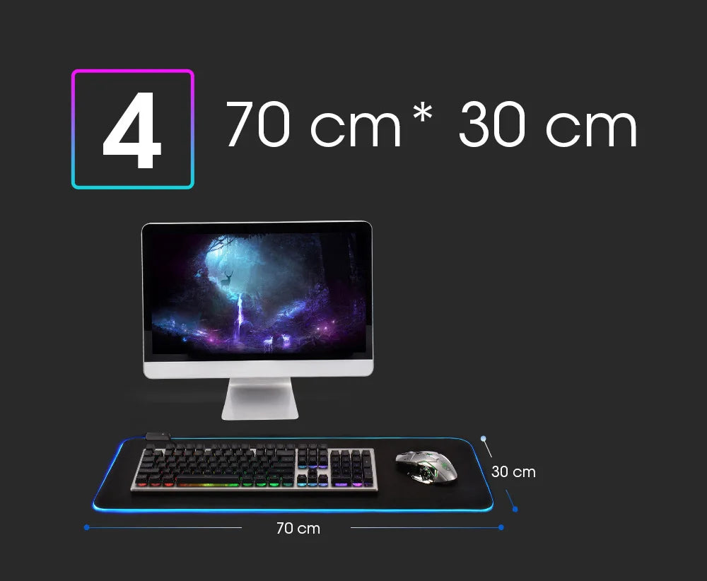 ONE PIECE Zoro RGB Mouse Pad Anime Carpe Large PC Gamer Computer LED Mausepad Keyboard Gaming Accessories Backlight Desk Mat XXL