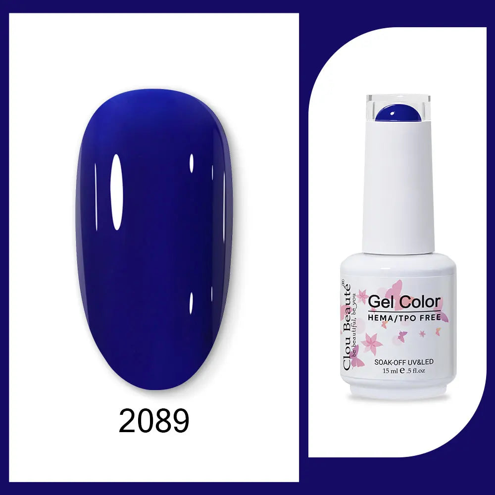 Clou Beaute 15ml Red Black White Green Neon Gel Nail Polish Base Top Coat Velvet Top 400 Colors Semi Permanent Gel Nail Varnish