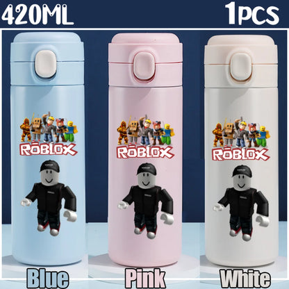 Roblox Anime Water Bottle DynaBlocks 304 Stainless Steel Thermos Cup 420ML Gourde Game Straight Drinking Cup Holiday Gifts