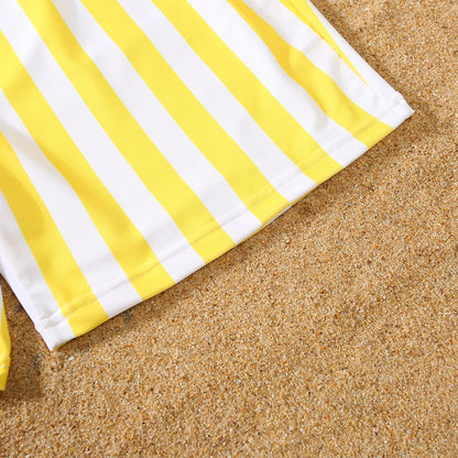 Family Swimsuit Mother Daughter Swimwear Father Son Swim Shorts 2023 Summer Striped Mom And Daughter Bikini Suit Matching Outfit
