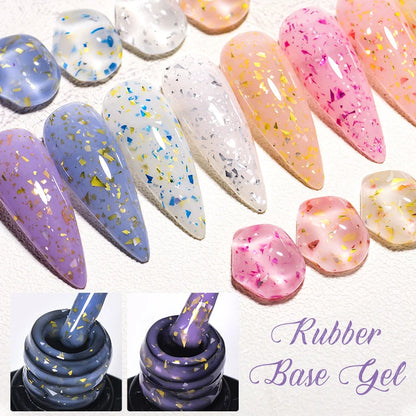 7ml Milk White Rubber Base Gel Silver Gold Pink Foils Glitter Base Coat Semi-Permanent Nail Art Gel Varnish For Nails Manicure