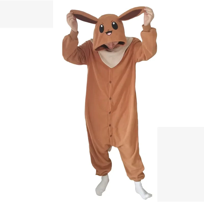Eevee Costume Pajamas Cosplay Onesie New Year Gift Christmas Women Men Full Body Whole One-Piece Kigurumi Anime Full Body Pijama
