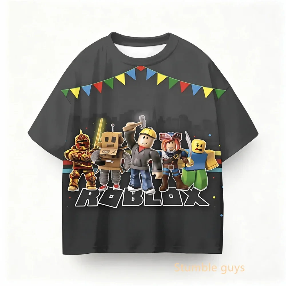 Boys Clothes Girls Kids Roblox Summer Tee Anime Game T-shirt
