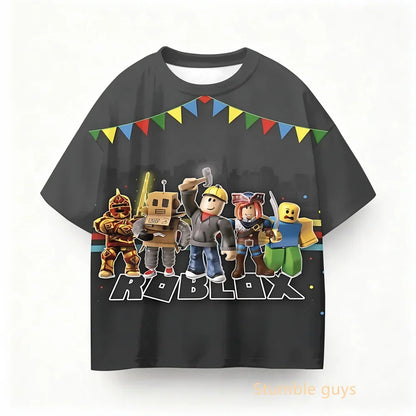 Boys Clothes Girls Kids Roblox Summer Tee Anime Game T-shirt