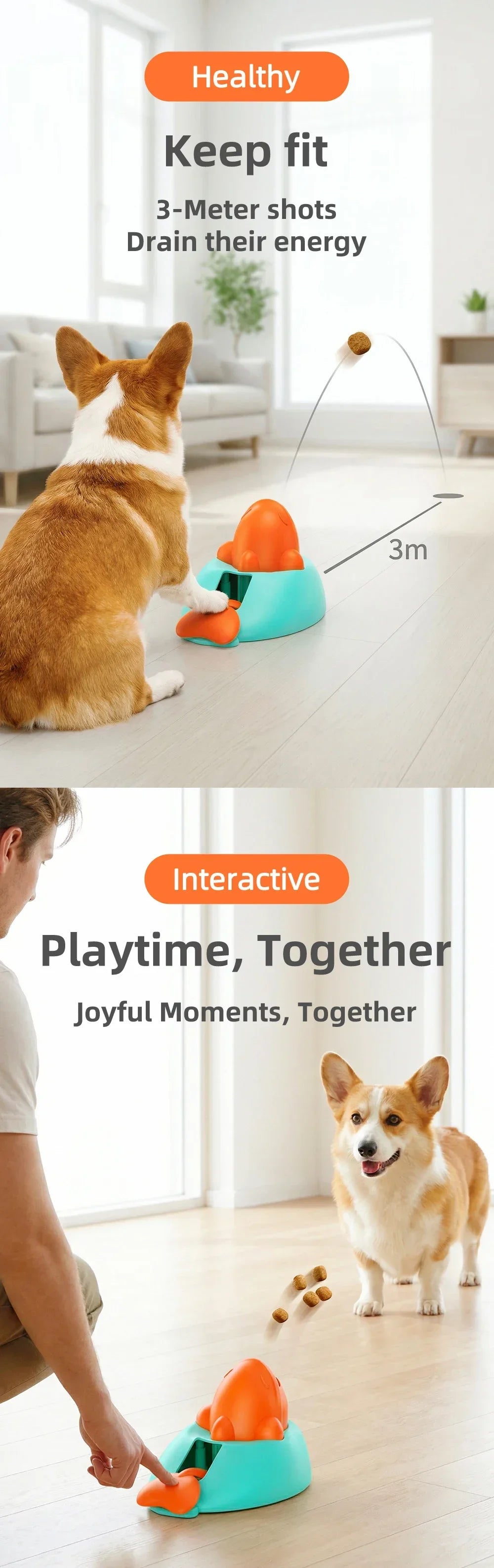 Interactive Dog Toy Snack Launcher Funny Training Feeding Tool for Small Medium Pet Puppy Slow Feeder Cat Puzzle Treat Dispenser