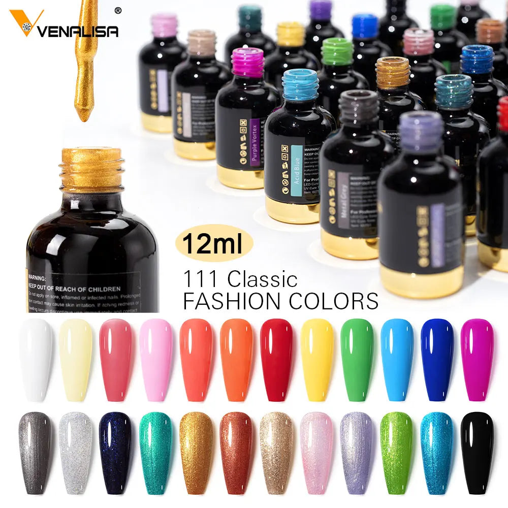 VENALISA Nail Gel Varnish TPO FREE Soak Off UV LED Organic Odorless Enamels Nail Art Colors 12ml 120Colors UV Gel Nail Polish
