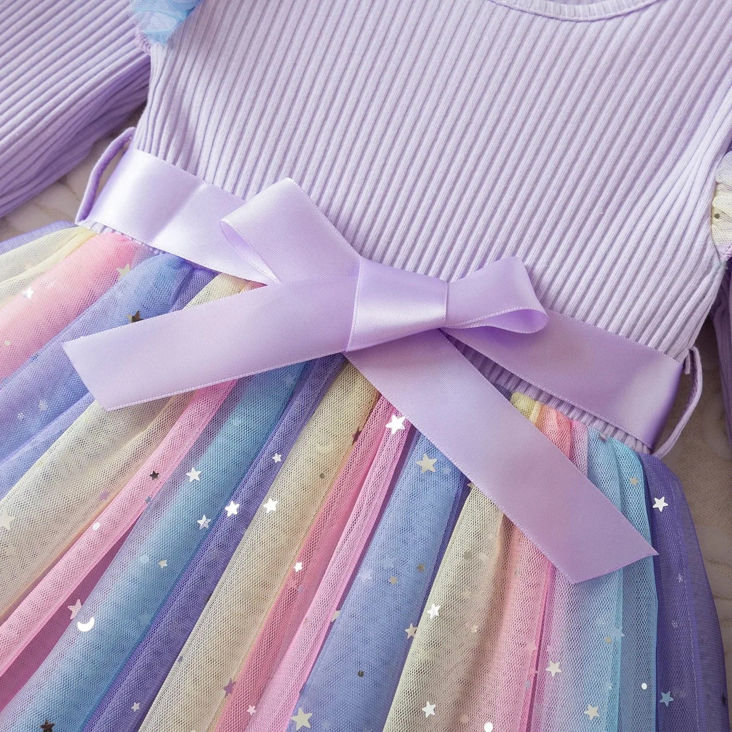 K-Pop Hunters Zoey Mira Rumi Colorful Princess Dress for Kids Girls Casual Long Sleeve Sequin Mesh Dresses Party Gift 1-5Y