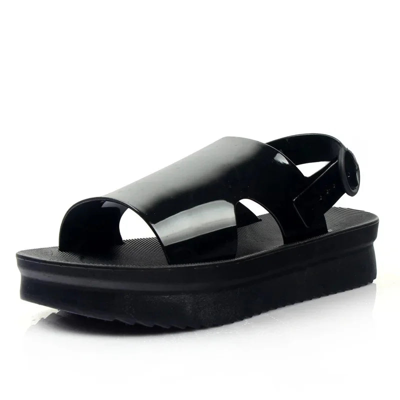 Korean Style Summer Roma Sandals With Thick Bottom And Soft Sole Simple Mom Shoes Jelly Beach Slippers Casual Women's Shoes